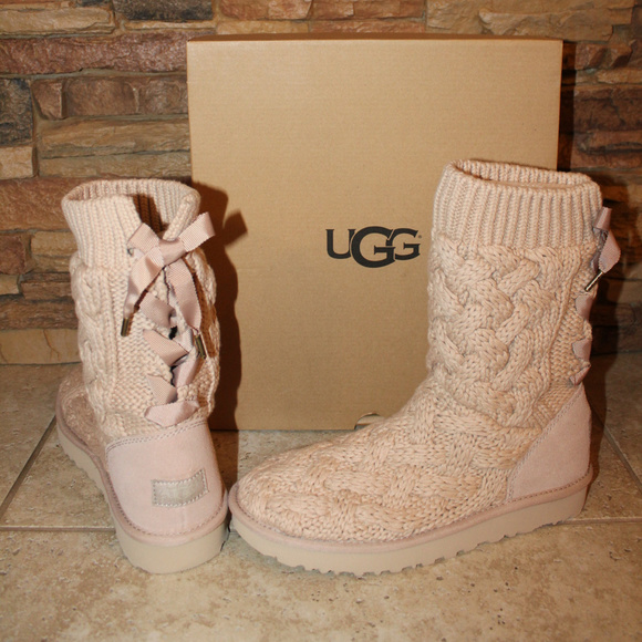UGG ISLA BOW TIE RIBBON SWEATER BOOTS NEW! - Picture 3 of 5